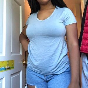 Plain baby blue blouse
